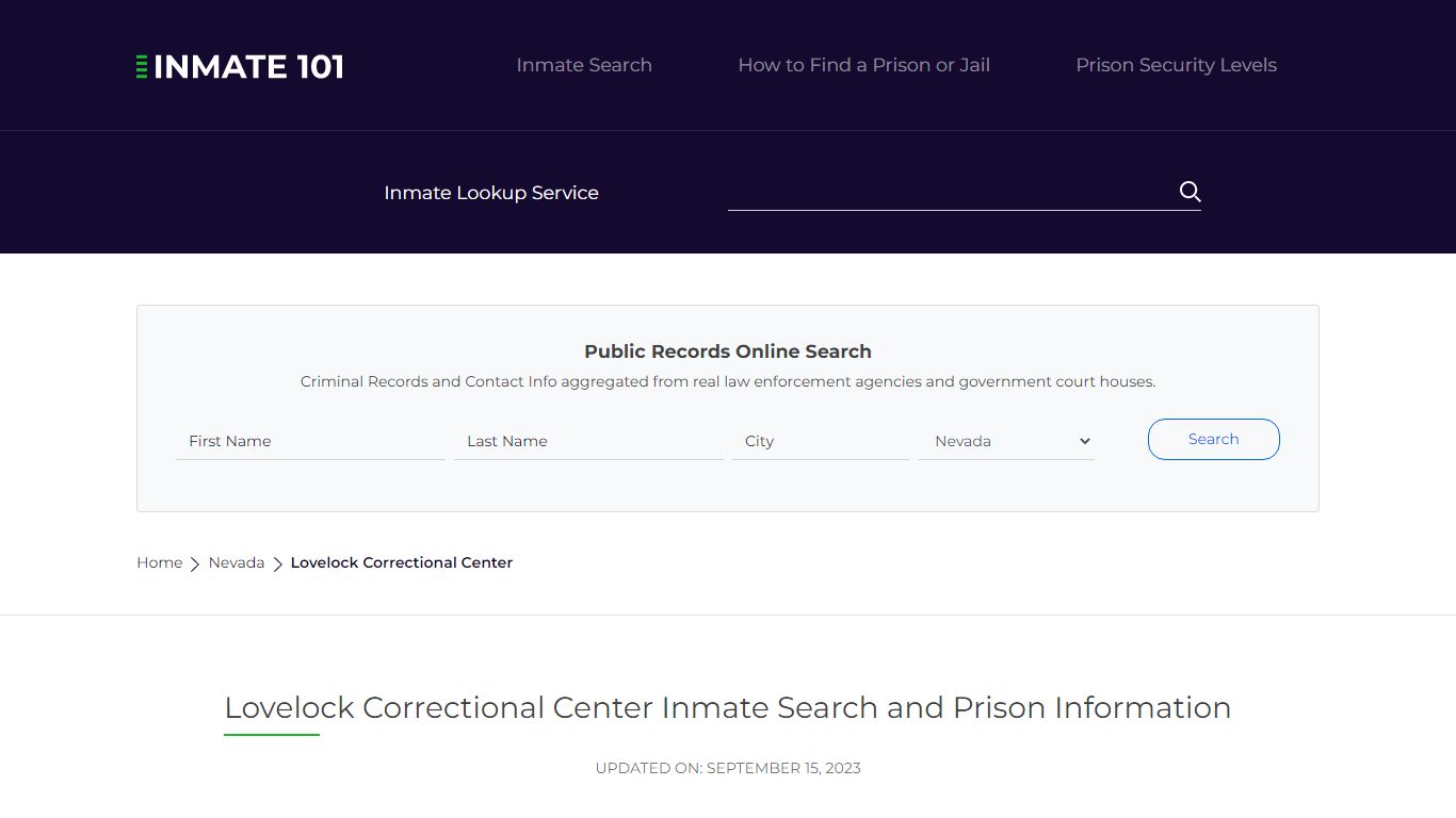 Lovelock Correctional Center Inmate Search and Prison Information
