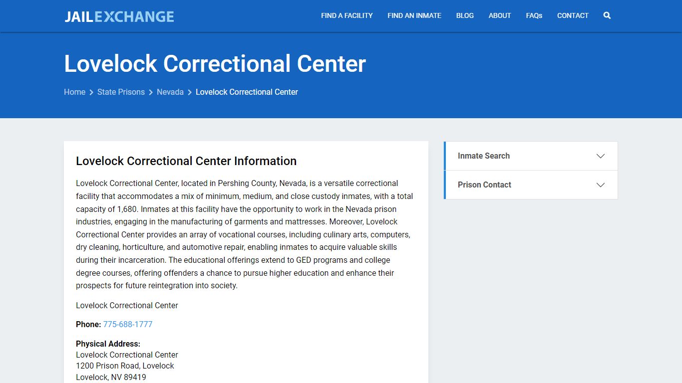Lovelock Correctional Center Inmate Search, NV - Jail Exchange